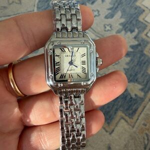 Panthere Classic Rectangle Stainless Steel Silver Watch